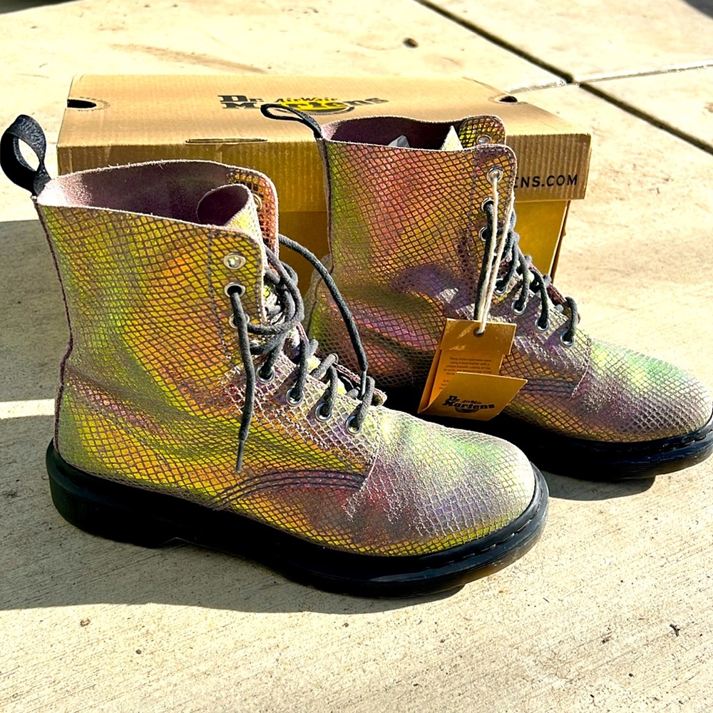 Dr Martens 1460 Pascal Pink Iridescent Texture Mermaid Boots
